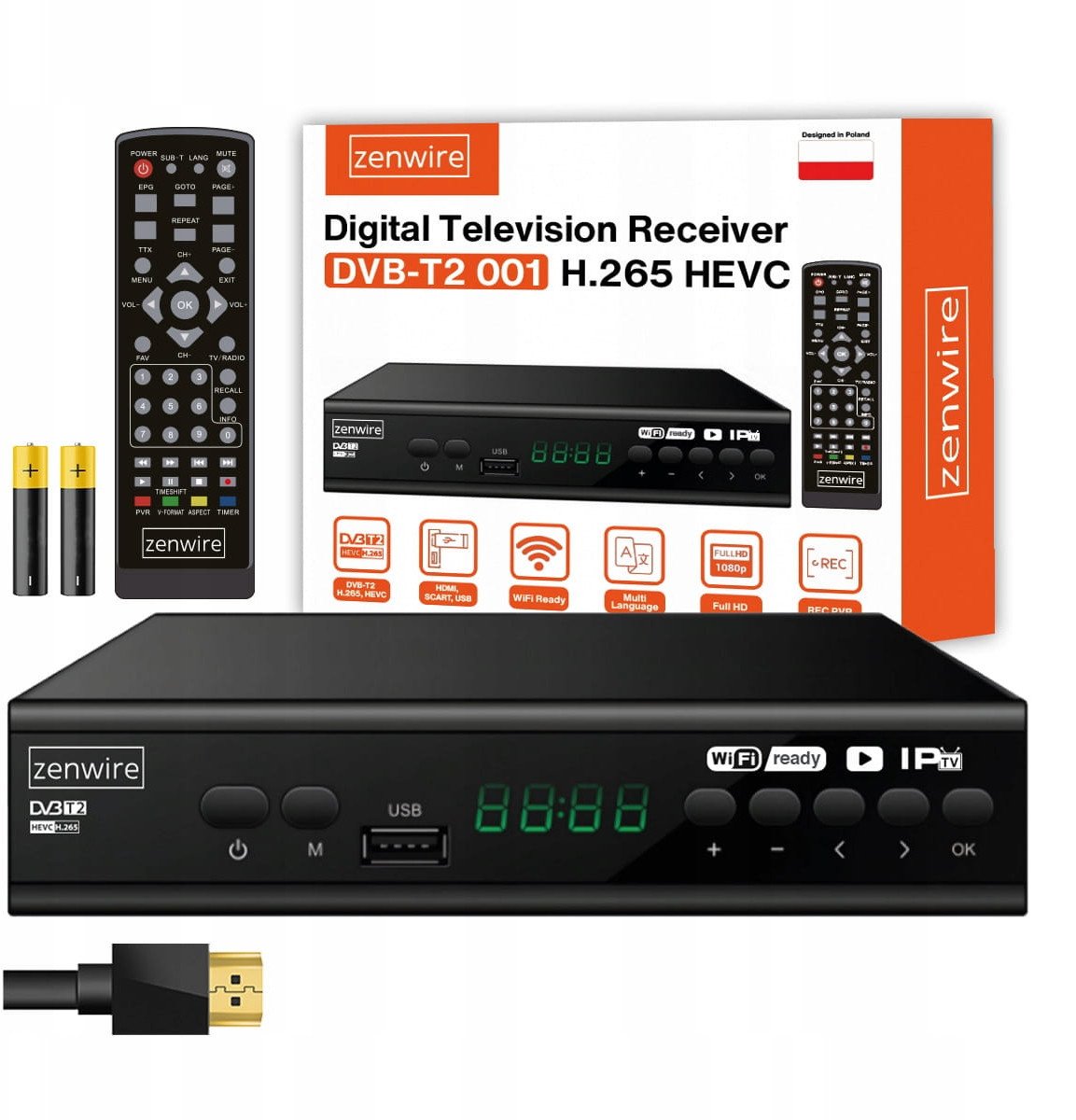 Zenwire Satelitní dekodérový tuner DVB-T2 HEVC H.265 Full HD pozemní televize USB enwired DVB-T2 001