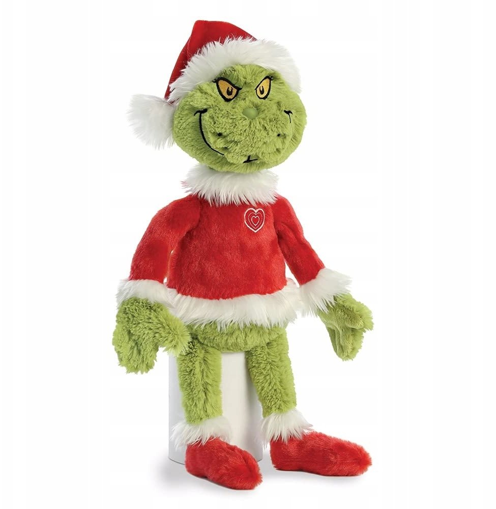 Aster Grinch - Plyšový maskot/mazlivá hračka v kostýmu Santa Clause 43 cm