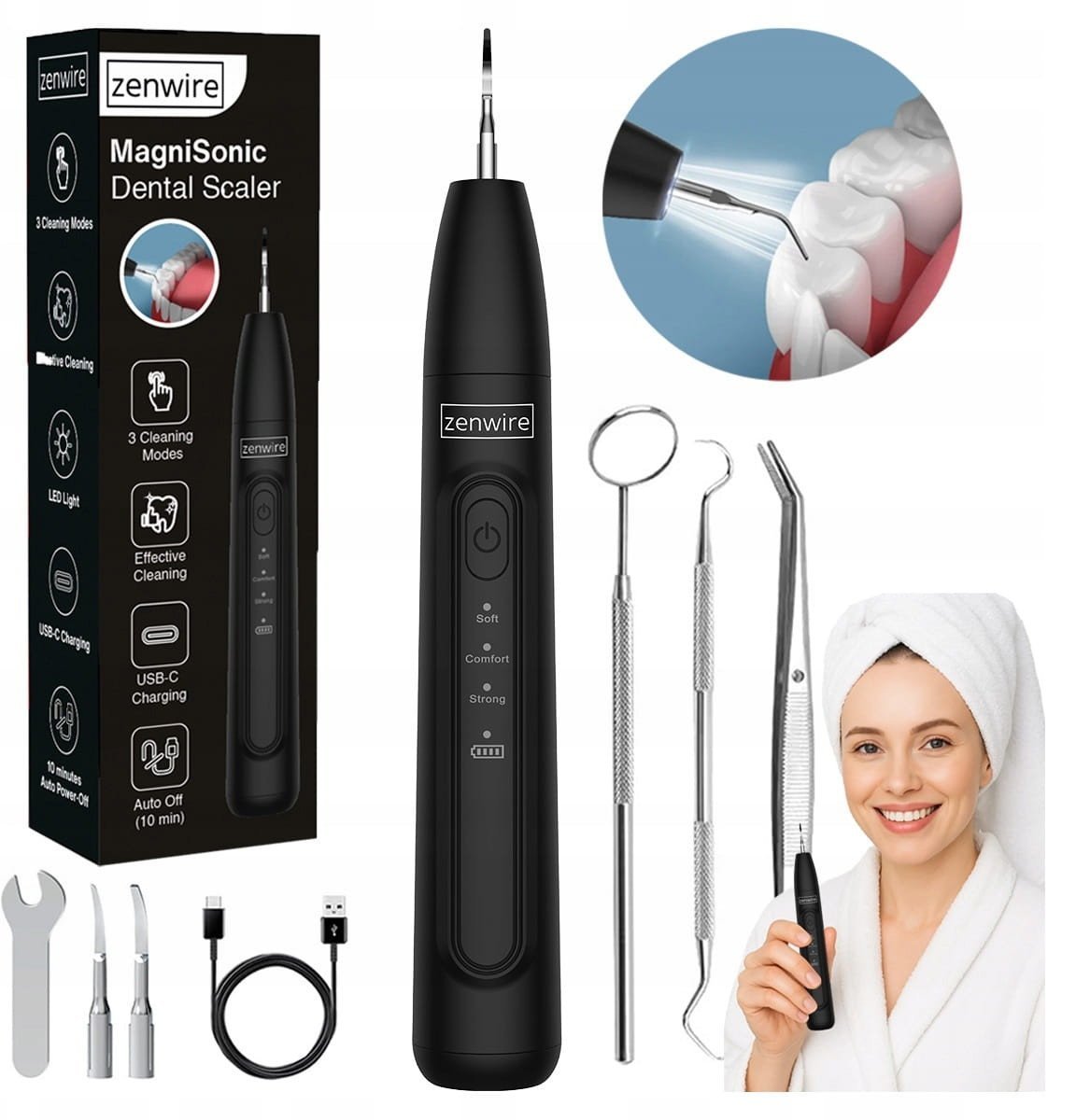 Zenwire Ultrazvukový zubní scaler pro odstranění zubního kamene LED