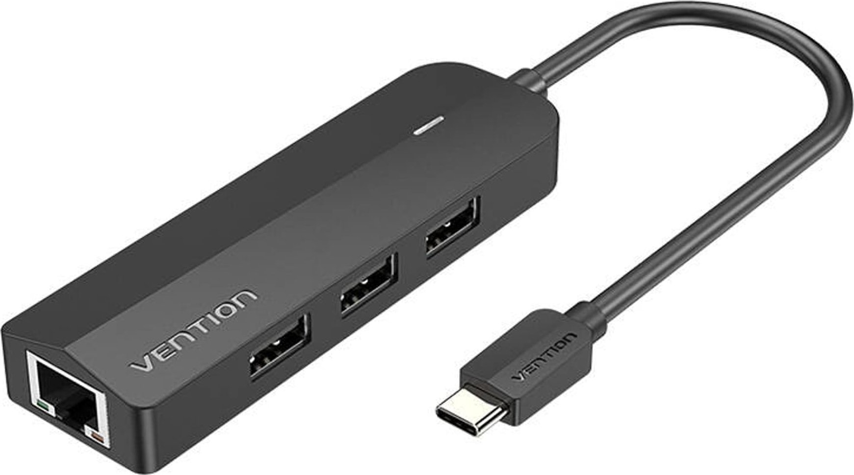 Vention USB HUB Hub USB-C na 3x USB 2.0, RJ45, Micro-B Vention TGOBB 0,15 m černý