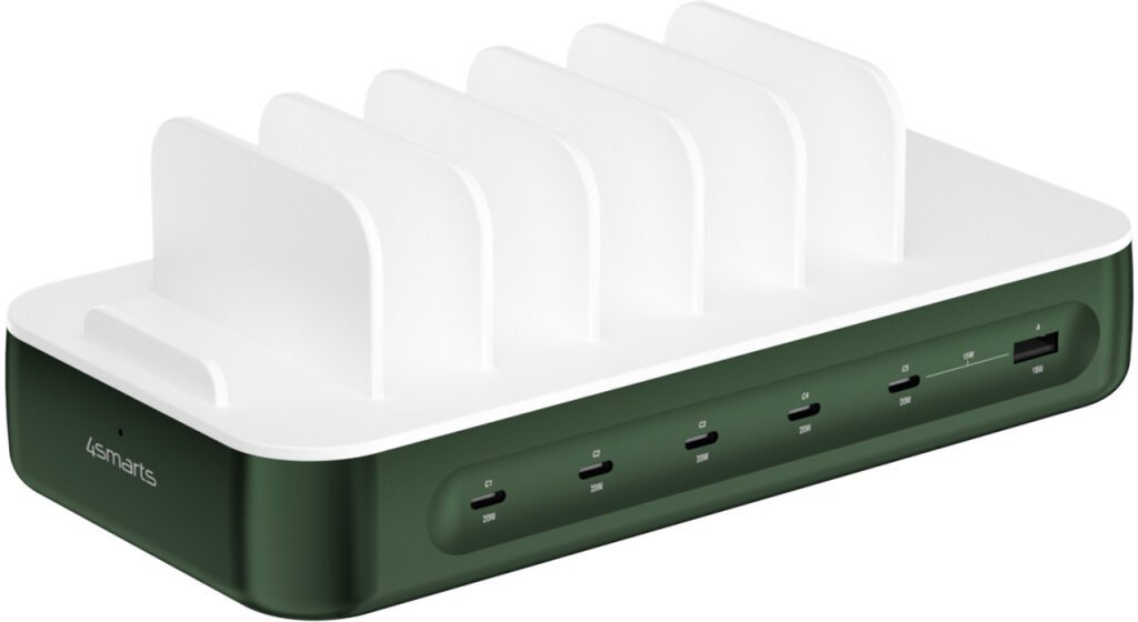 4smarts Ladestation Team 100W 5C/1A vč. 6 Kabel, zelený