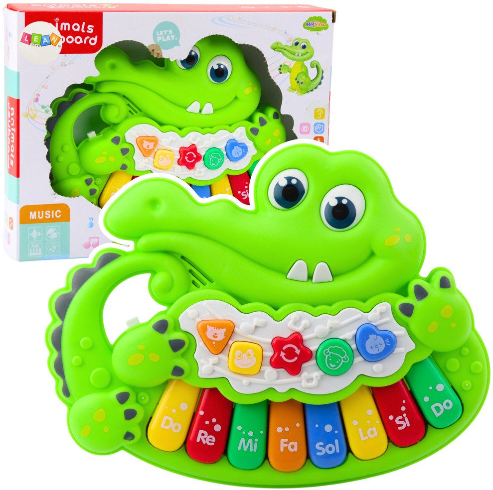 LeanToys Interaktivní dětské piano, světla, zvuky, zvířecí zvuky, zelená