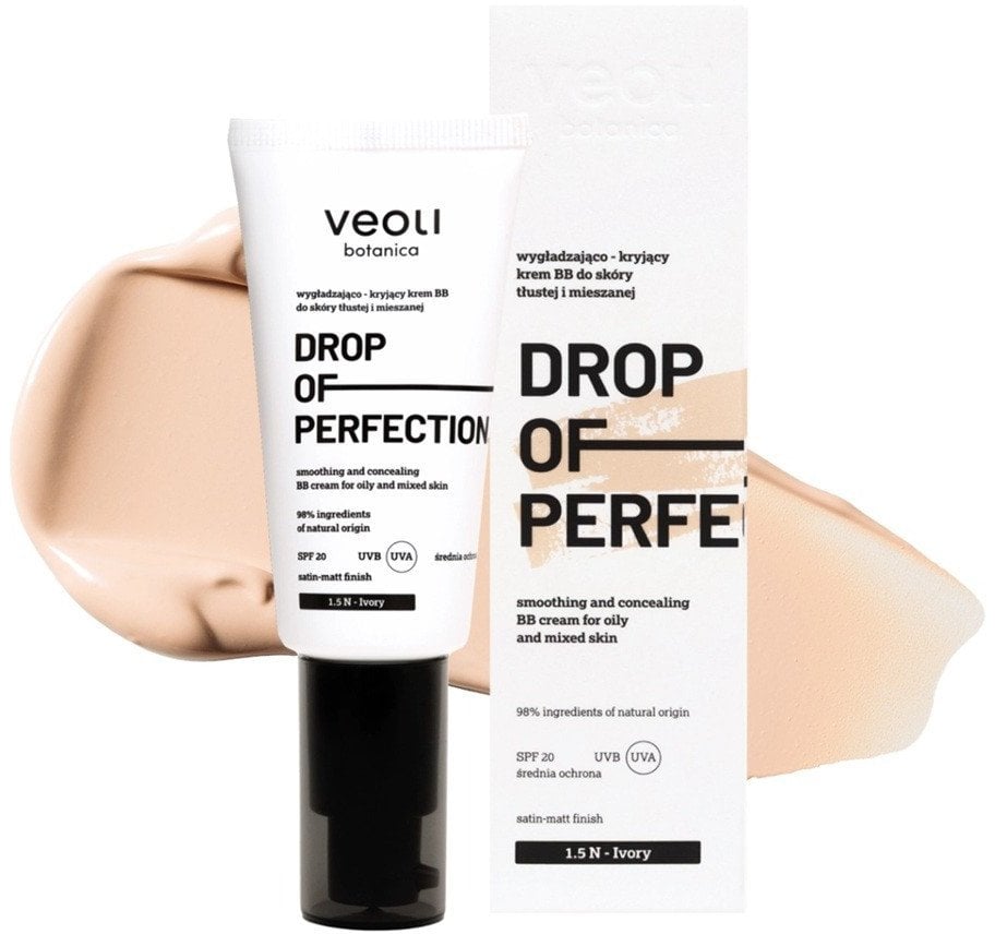 Veoli Botanica Drop Of Perfection vyhlazující a krycí BB krém pro mastnou a smíšenou pleť 1,5 N Ivory 30ml