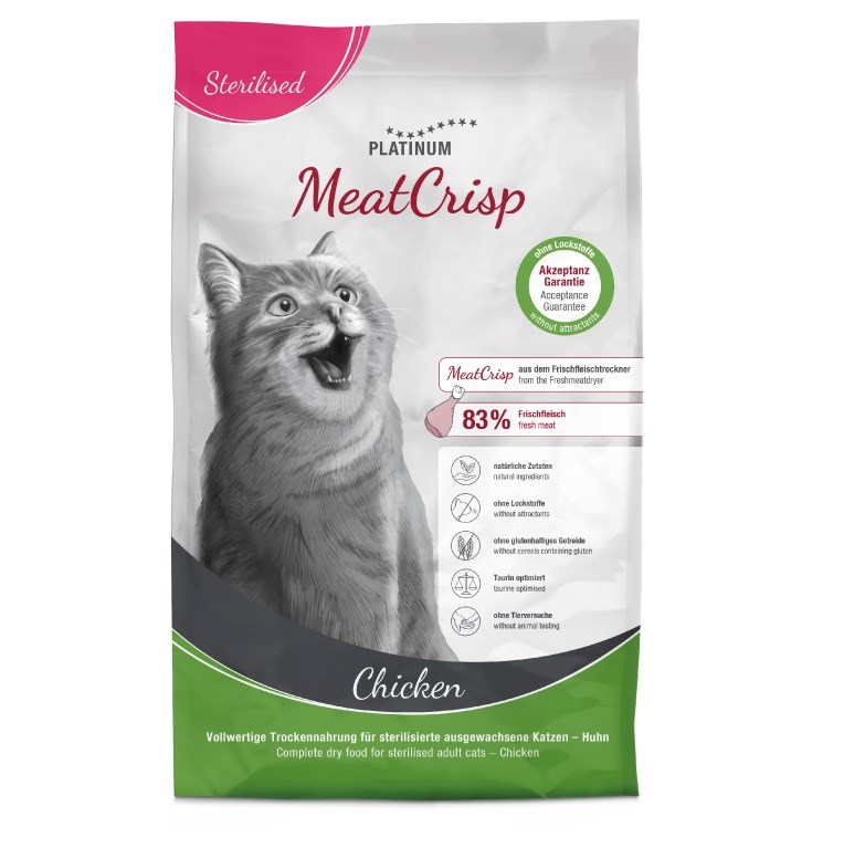 PLATINUM MeatCrisp Sterilised Chicken - suché krmivo pro kočky - 3kg