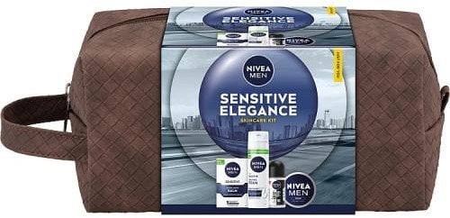 NoName NIVEA_SET Men Sensitive Elegance Sensitive zklidňující pěna na holení 200ml + Sensitive zklidňující balzám po holení 100ml + Creme univerzální krém na obličej a tělo 100ml + Black&White Invisib
