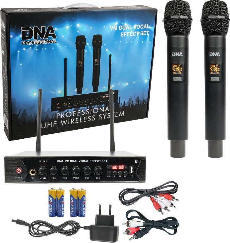 Bitmat DNA DNA VM DUAL VOCAL EFFECT SET bezdrátový mikrofon 2x vysílač ruční ozvučení 518-542 MHz USB Bluetooth