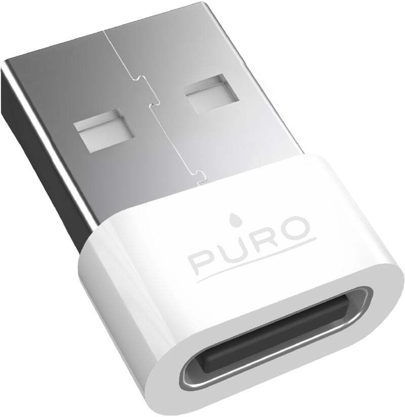 Puro Adaptér USB, USB-C adaptér - USB-A adaptér - bílý