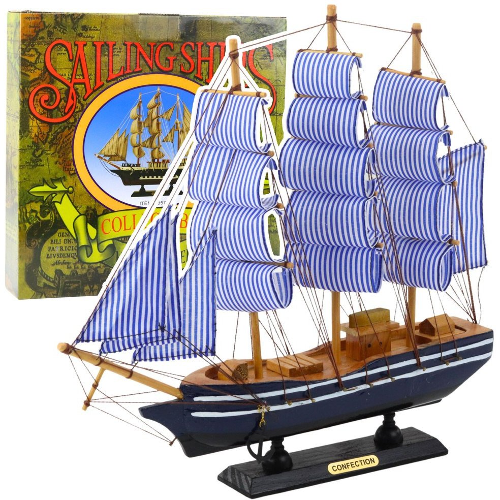 LeanToys Sběratelský model dekorativní plachetnice bílá a modrá 33x31cm