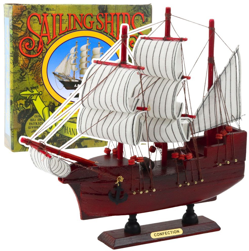 LeanToys Sběratelský dekorativní model plachetnice červená 24x23cm