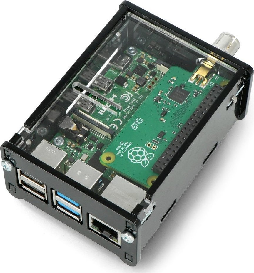 Gravlaser Pouzdro pro Raspberry Pi 4B a TV HAT DVB-T tuner - černé a průhledné