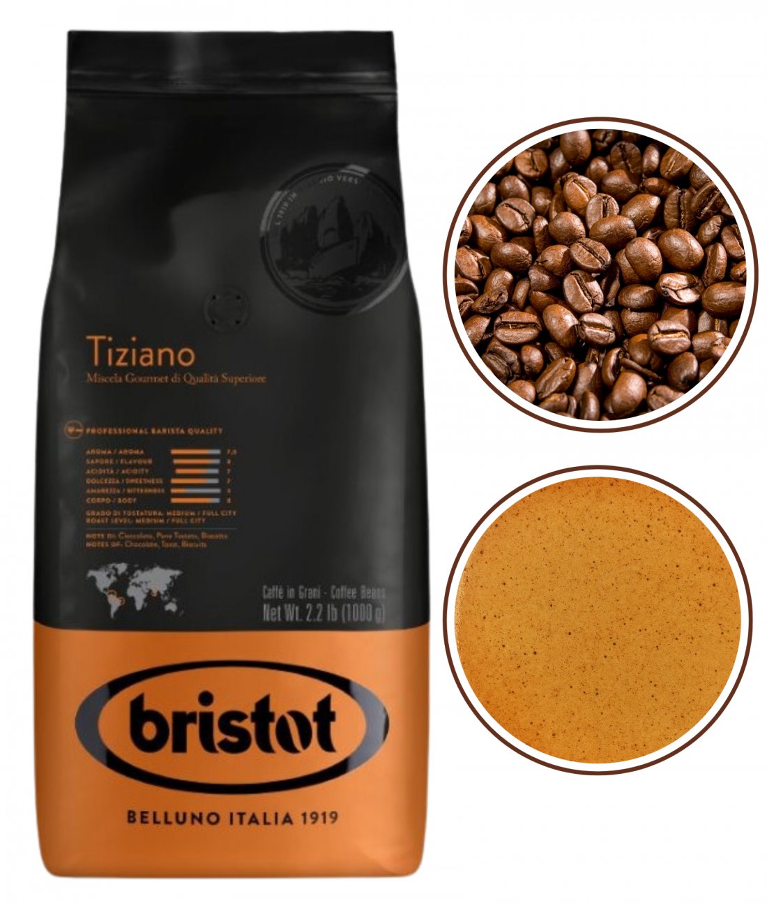 Blue Orca Coffee Bristot Tiziano Černá káva zrnková do espressa 1 kg