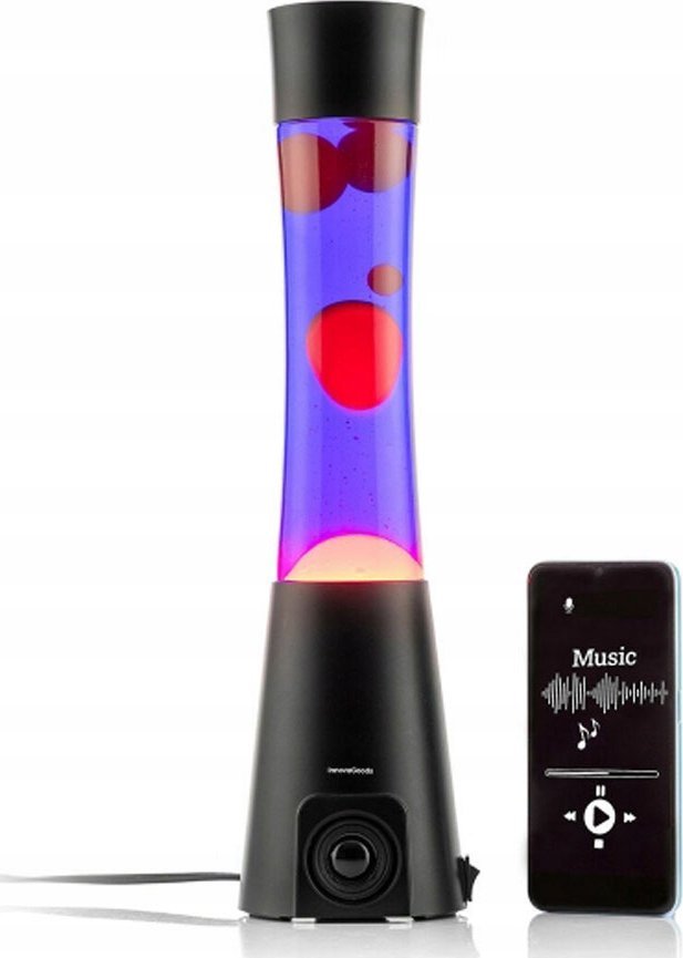 InnovaGoods atolová lávová lampa s reproduktorom Maglamp čierna