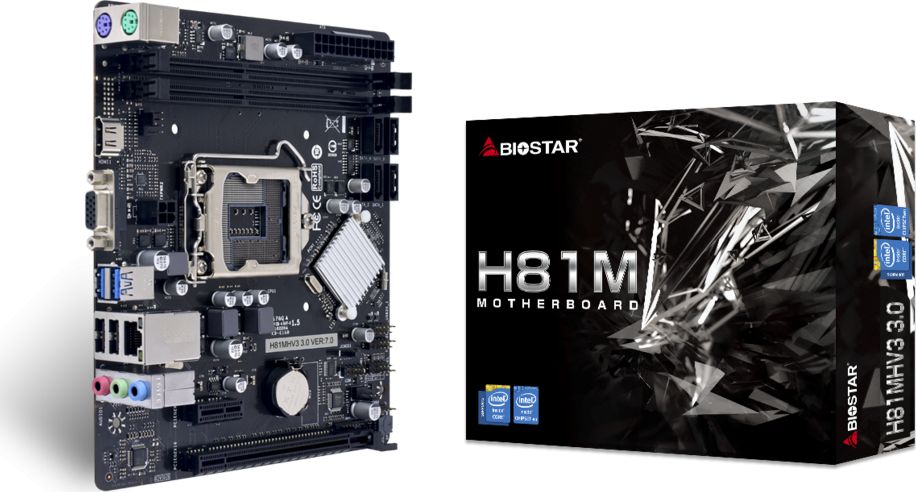 BIOSTAR, Intel H81, v3.0, Socket 1150, uATX, GbE LAN