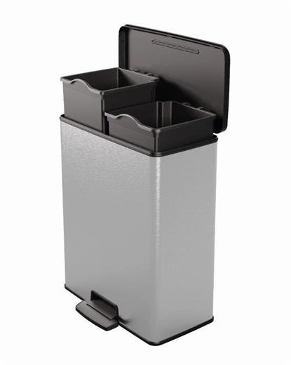 Odpadkový koš Curver Deco Bin Duo 26 l + 26 l stříbrný