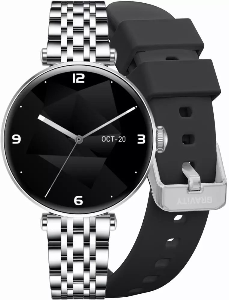 Gravity Chytré hodinky Smartwatch stříbrně černé 2 řemínky GT26-9