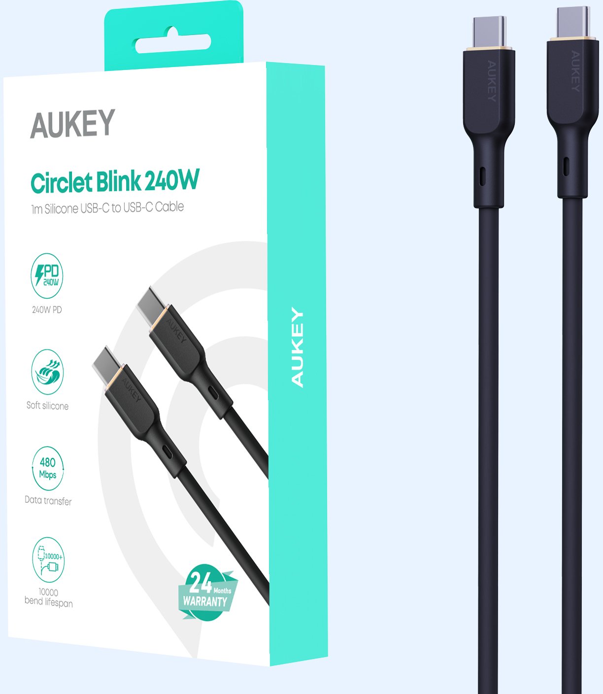 Aukey Kabel USB-C - USB-C 1,8 m černý (Aukey)