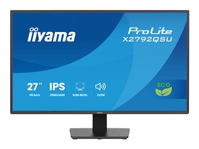iiyama ProLite X2792QSU-B1 - LED monitor - 27  - 2560 x 1440 WQHD @ 70 Hz - IPS - 350 cd/m? - 1000:1 - 5 ms - HDMI, DVI, DisplayPort - reproduktory - cerná, matná
