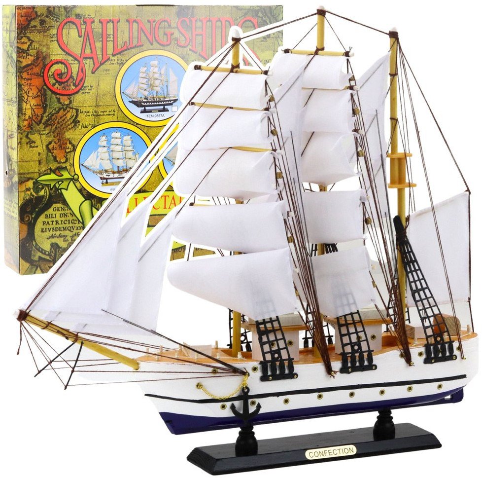 LeanToys Sběratelský dekorativní model plachetnice fregata bílá 49x43cm