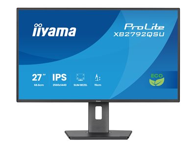 iiyama ProLite XB2792QSU-B1 - LED monitor - 27  - 2560 x 1440 QHD @ 120 Hz - IPS - 350 cd/m? - 1500:1 - 3 ms - HDMI, DisplayPort - reproduktory - cerná, matná
