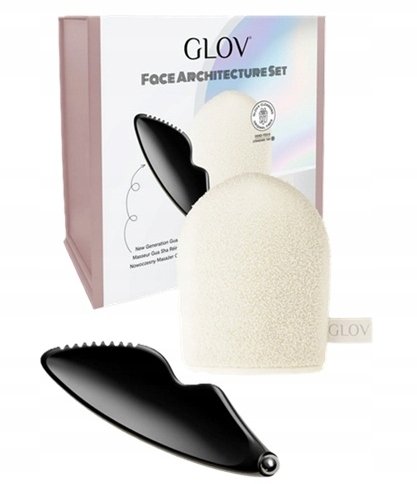 NoName GLOV_SET Face Architecture moderní masážní přístroj Gua Sha + rukavice na odličování a čištění