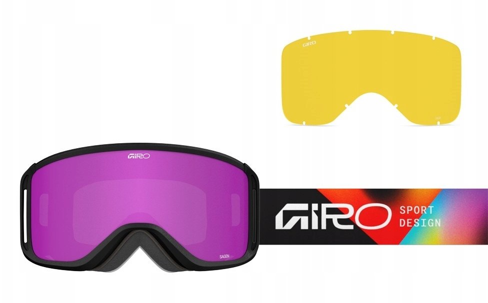 Giro Zimní brýle GIRO SAGEN BLACK ANGLES (OTG) (válcové) (jantarově růžové čočky 19-42% S2 + žluté čočky 80-99% S0)