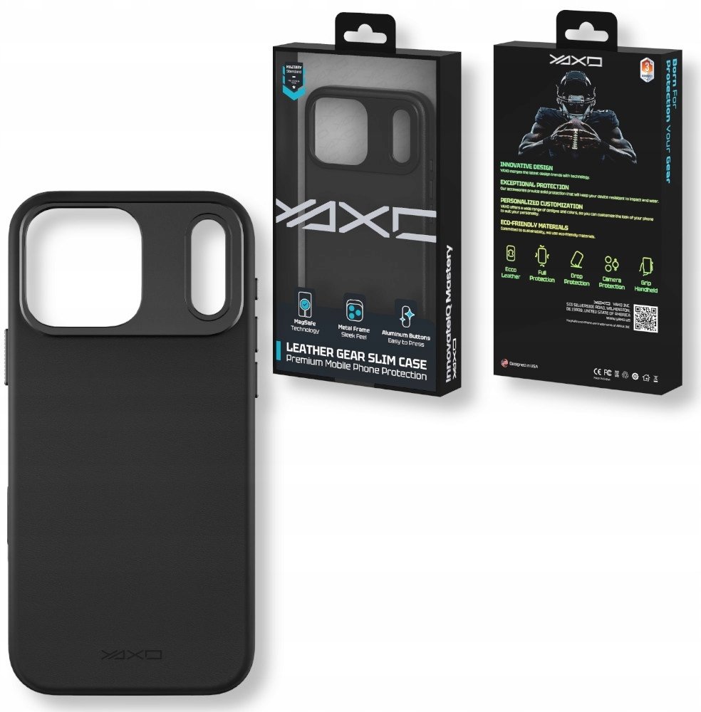 Yaxo Pouzdro na telefon Leather Gear Slim Case MagSafe pro iPhone 17 Pro Max, černé