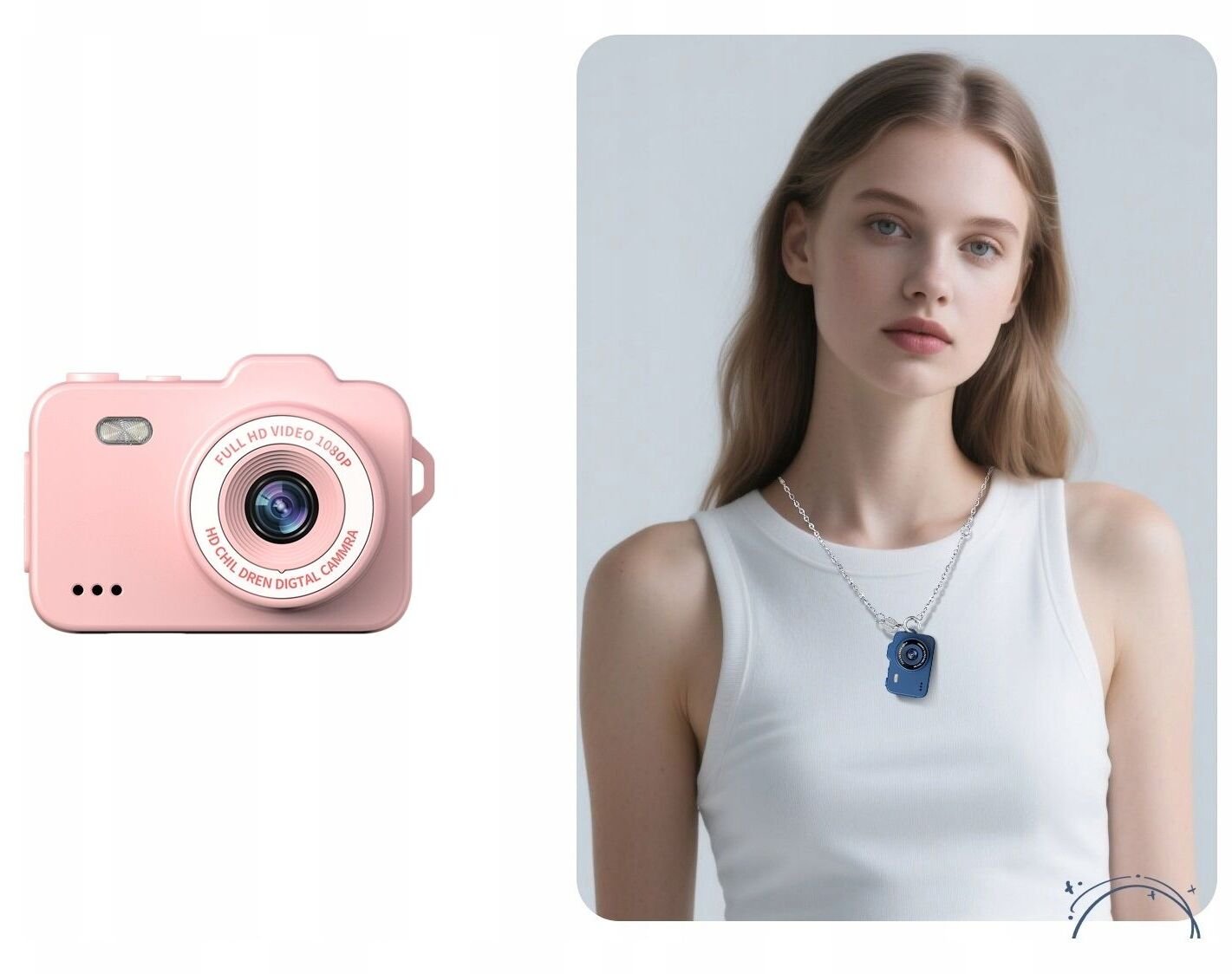 Xrec Mini digitální fotoaparát X8 12mp video 1080p LCD 0.96 přívěsek klíčenka / růžový losos