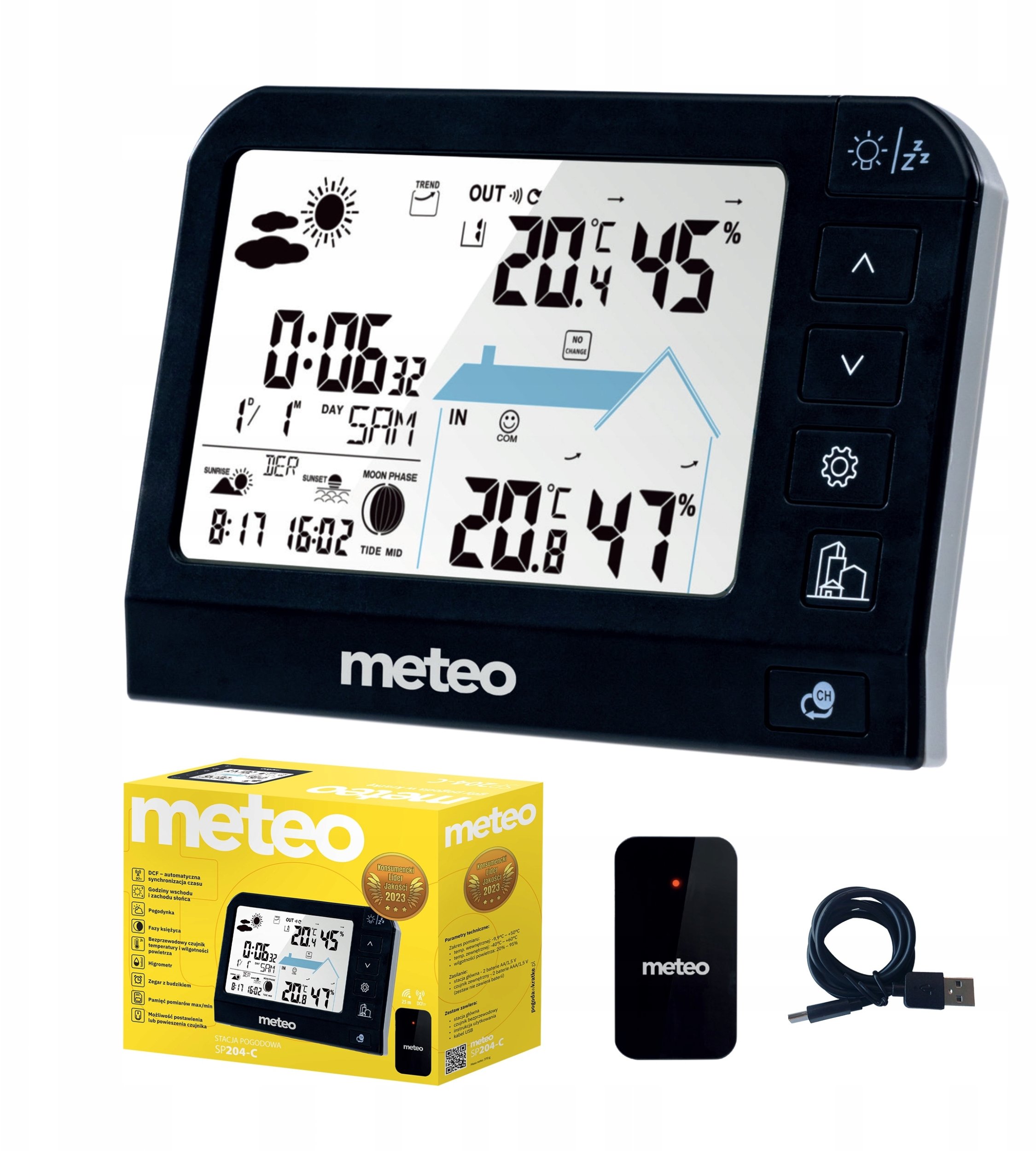 Meteo SP204 METEOSTANICE VLHKOMĚR VENKOVNÍ SNÍMAČ DCF