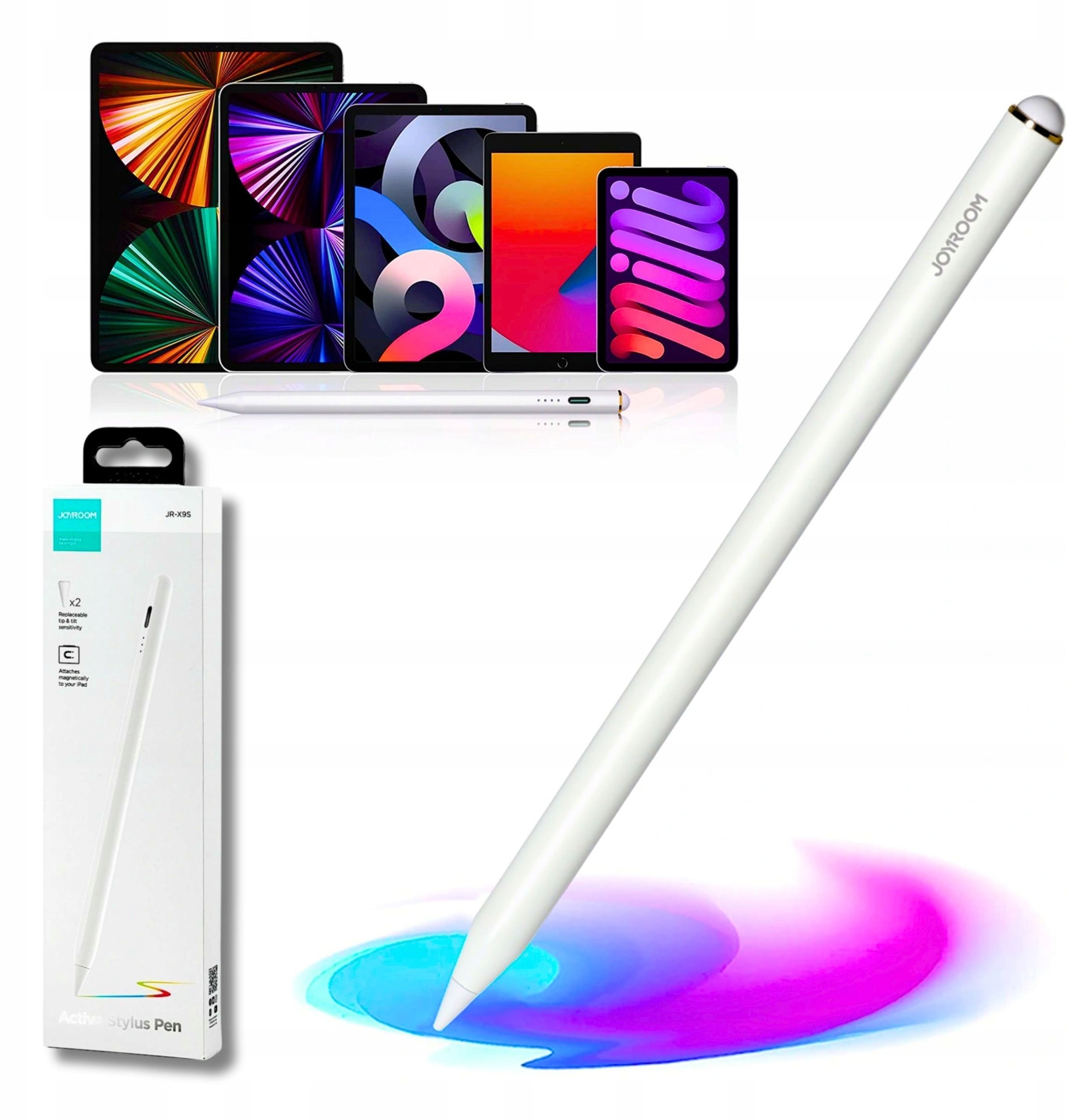 Joyroom Aktivní stylus JR-X9S se 2 vyměnitelnými hroty - bílý