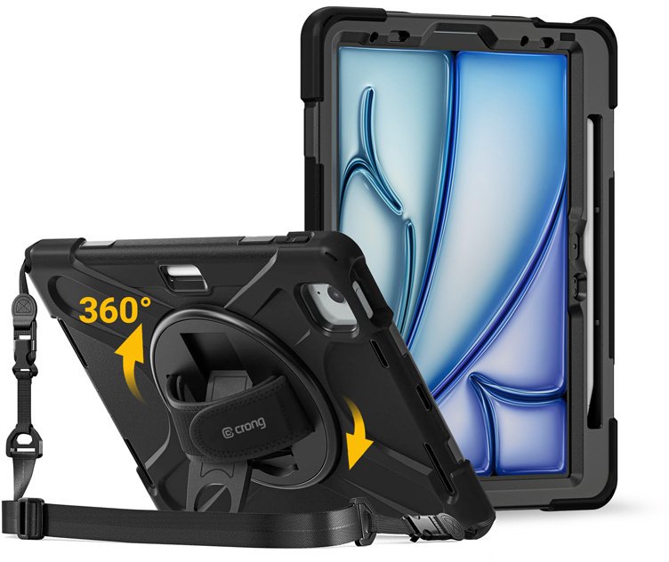 Crong Pouzdro na tablet Defender Plus – obrněné pouzdro na iPad Air 11” M3 (2025) / M2 (2024) (černé)
