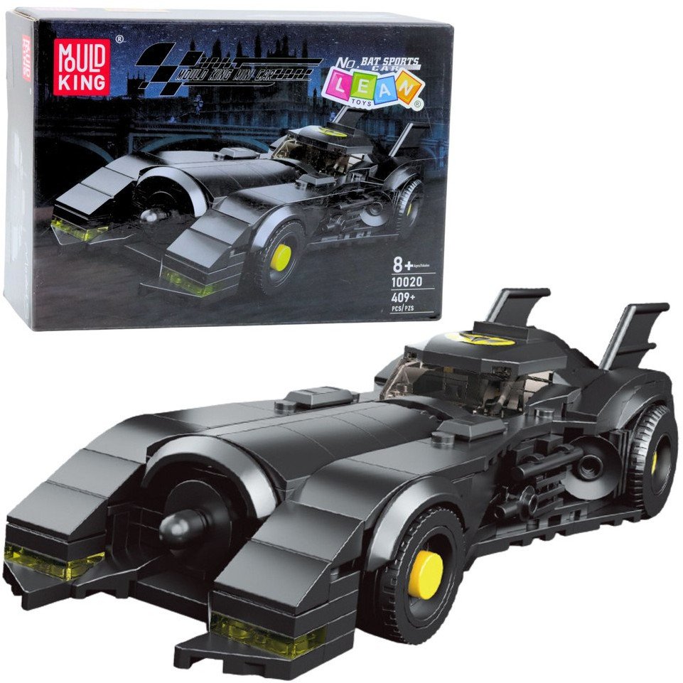 LeanToys Stavební kostky superhrdinských závodních aut, černé, 409 dílků.