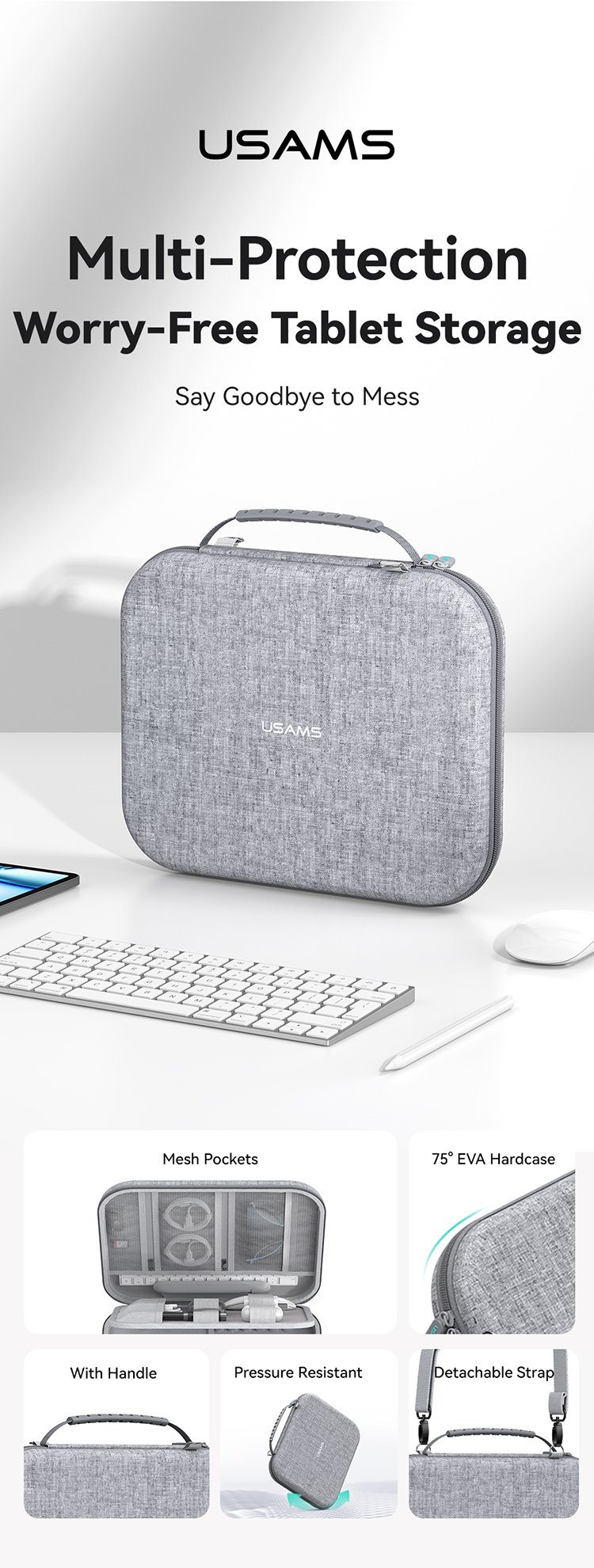 Usams Ochranné pouzdro řady JX pro 12,6  tablet, šedé