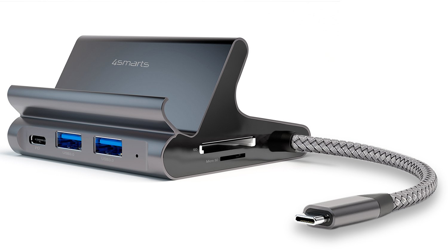 4smarts Stand Tablet/Telefon Stojan Hub 7v1 DeX 2xUSB-C/2xUSB-A/HDMI/SD/MicroSD/RJ45