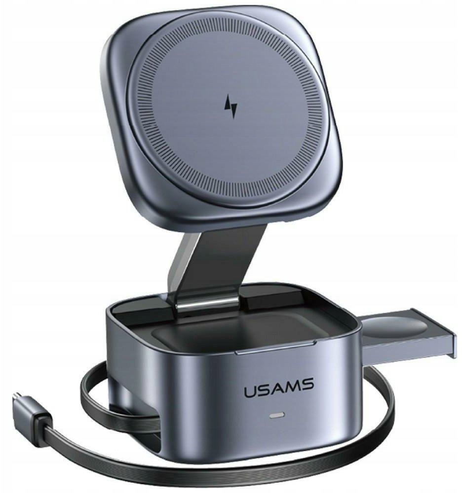 Usams Indukční nabíječka CD257 Qi2 3 v 1, matná