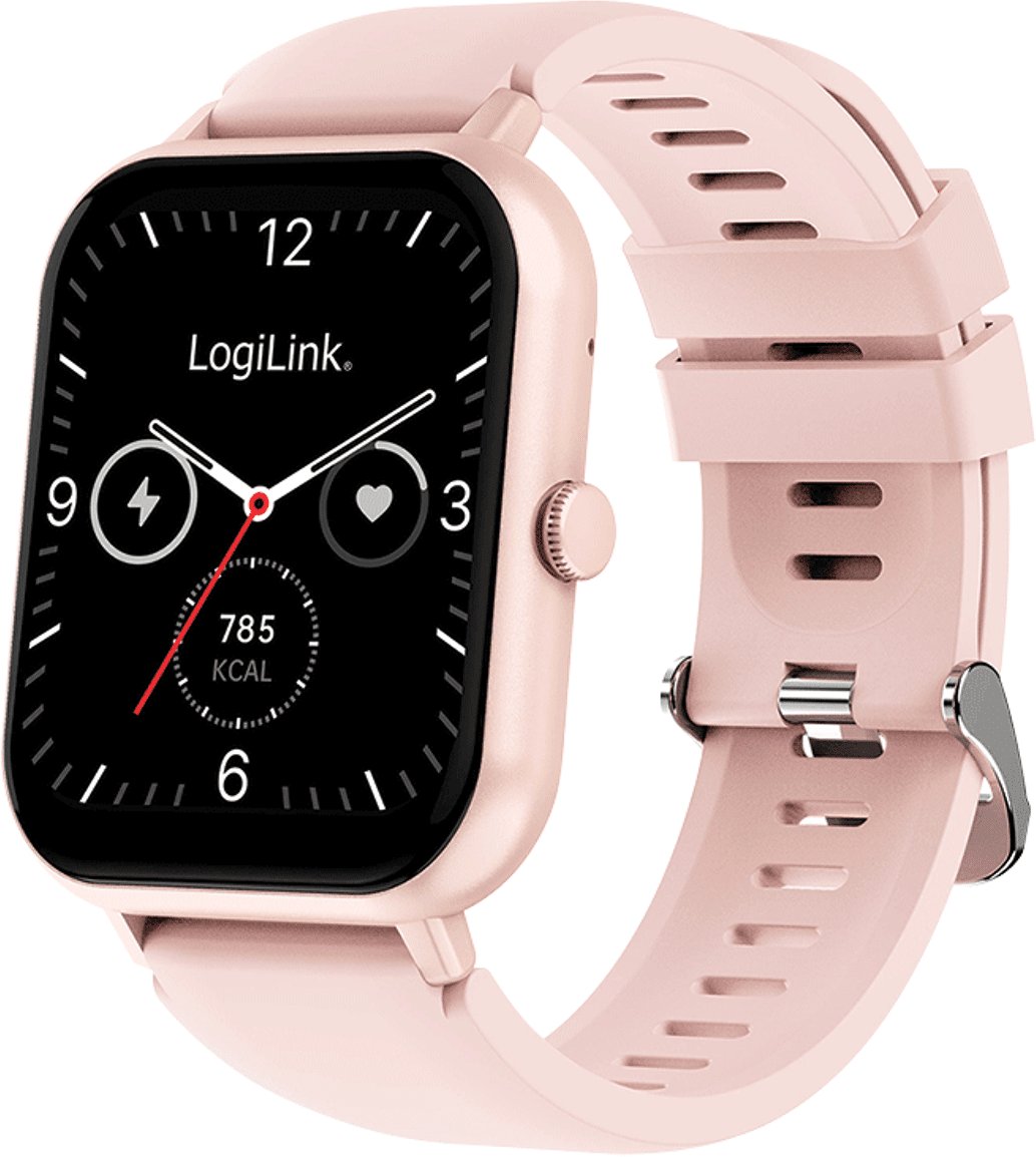 LogiLink Chytré hodinky Smartwatch Edge 1.83 LCD dotykový displej BT5.2 růžové