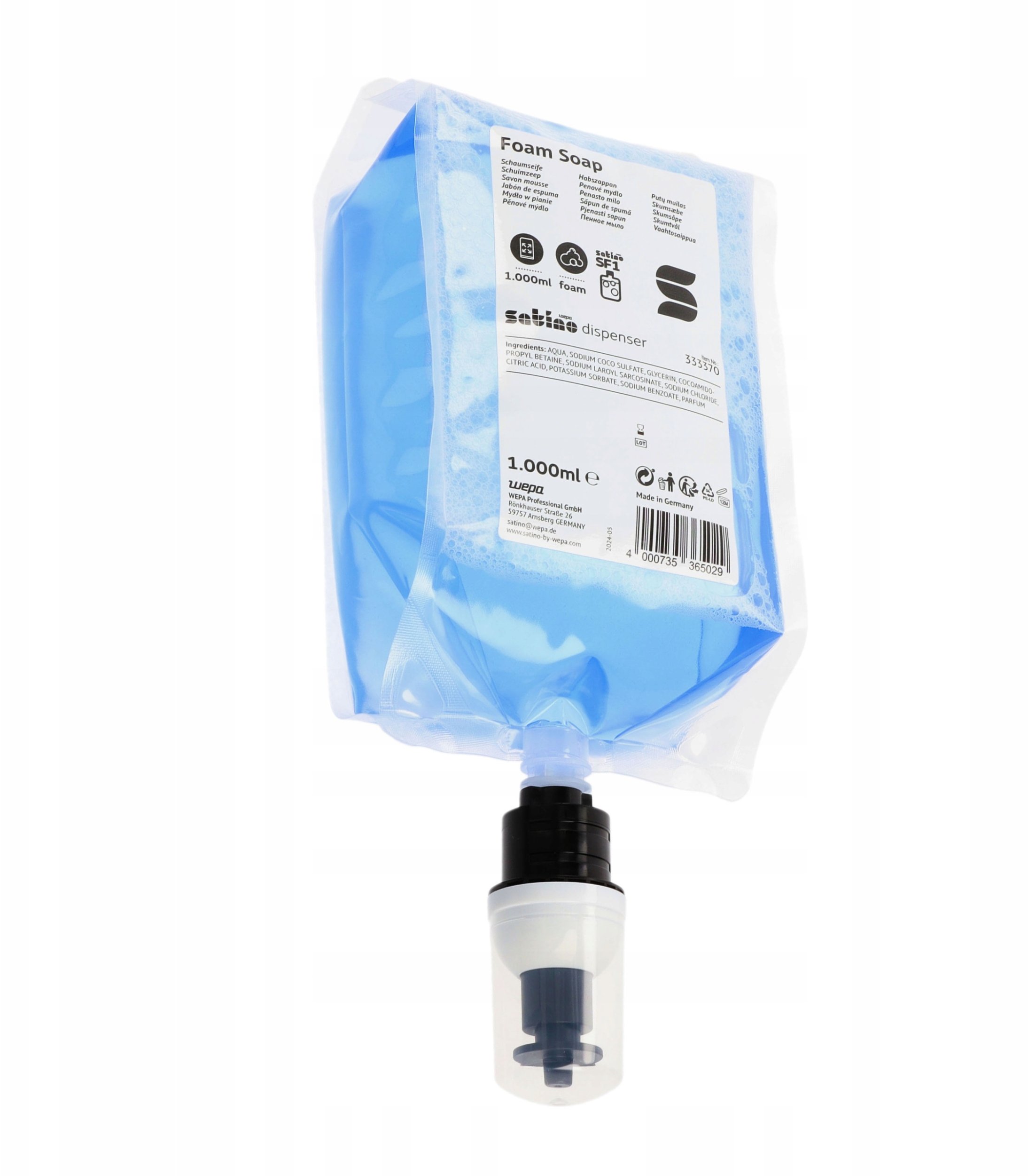 Wepa Dávkovač mýdla Satino - jemné pěnové mýdlo, systém SF1 - 1 l