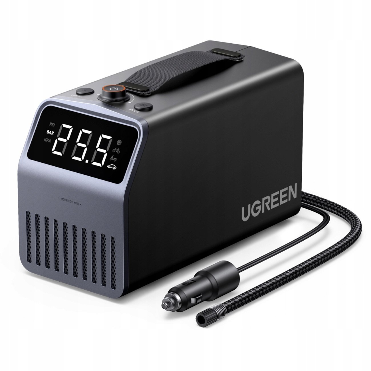 Ugreen Car Compressor 150 PSI 12V elektrická pumpa na pneumatiky s digitálním displejem - šedá