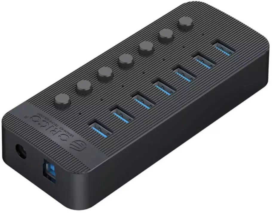 Orico USB HUB Aktivní hub 7xUSB-A 5Gbps BC 1.2 24W černý