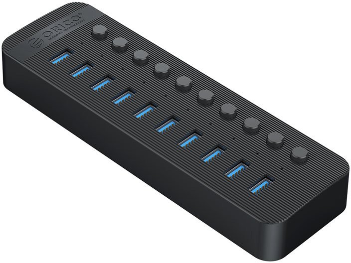 Orico USB HUB Aktivní hub 10xUSB-A 5Gbps BC 1.2 48W černý