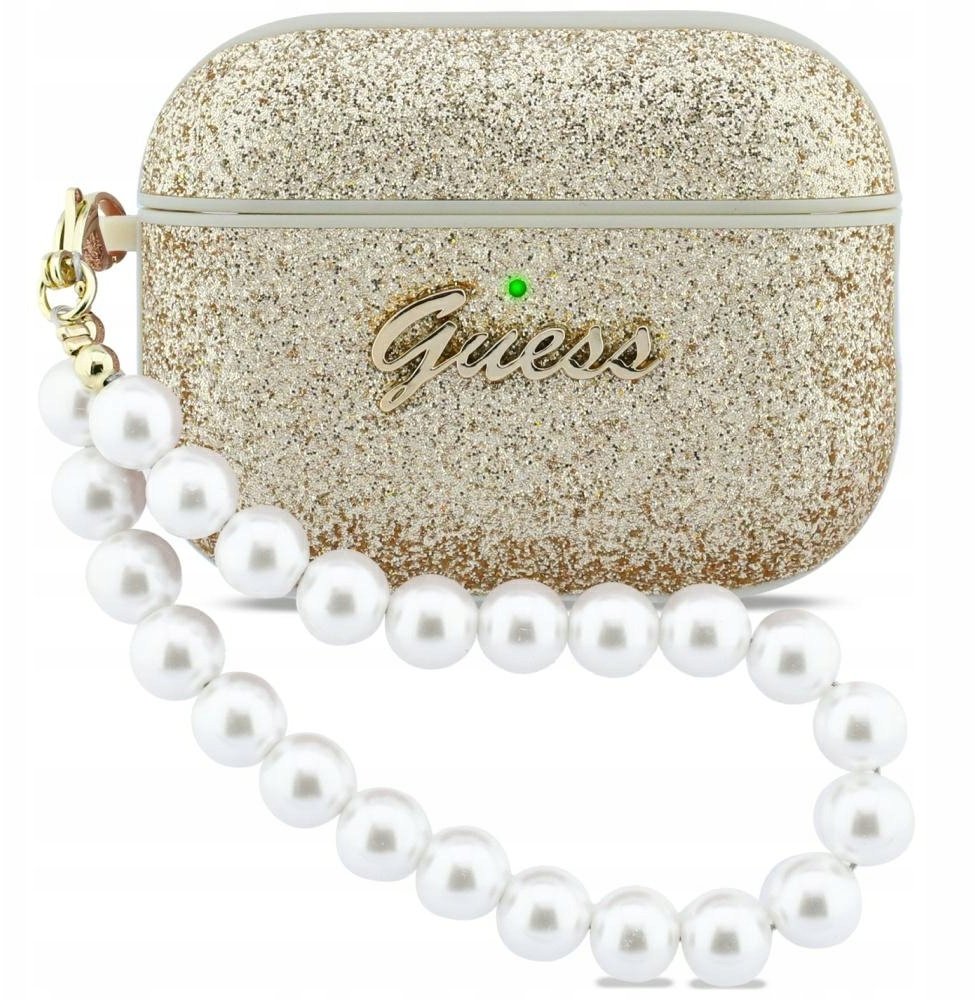 Guess Pouzdro Glitter Pearl Strap pro Apple AirPods Pro 3 zlaté