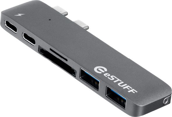 eStuff USB HUB 1x SD 1x microSD 2x USB-C + 2x USB-A (ES84122-GREY)