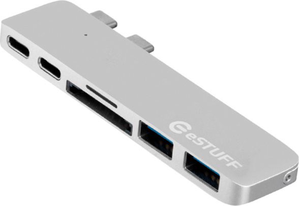 eStuff USB HUB 1x SD 1x microSD 2x USB-C + 2x USB-A (ES84122-SILVER)