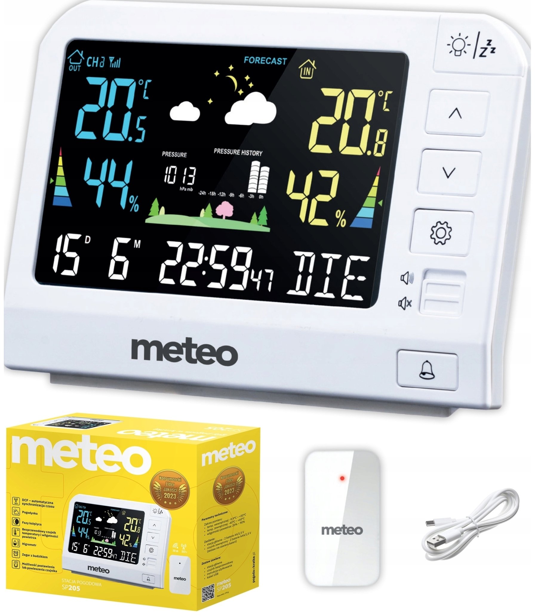 Meteo SP205 METEOSTANICE VLHKOMĚR VENKOVNÍ SNÍMAČ DCF