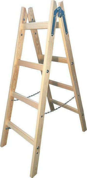 AWTools Dřevěný žebřík AWTOOLS 2x 4 schody 150 kg