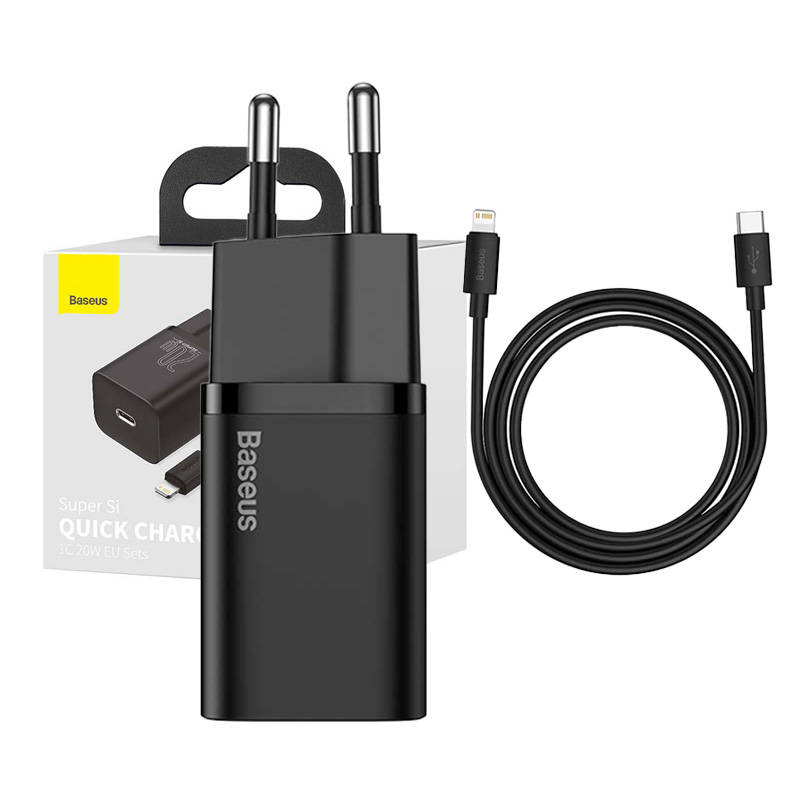 Baseus Super SI set adaptéra USB-C 20W a kábla USB-C do Lightning 1m, čierna