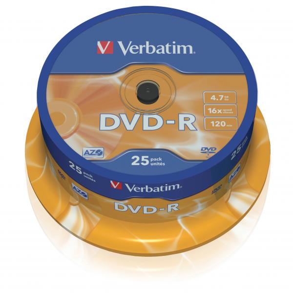 VERBATIM DVD-R(25-Pack)Spindl/MattSlvr/16x/4.7GB
