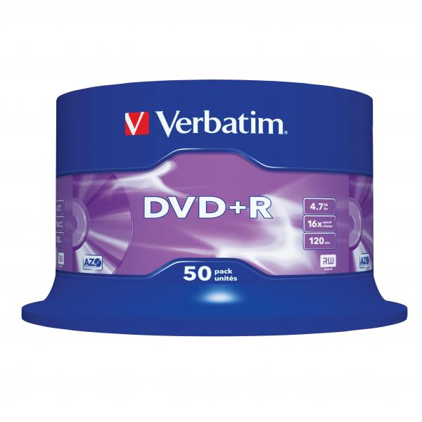 VERBATIM DVD+R(50-Pack),Spindl/MattSlvr/16x/4.7GB