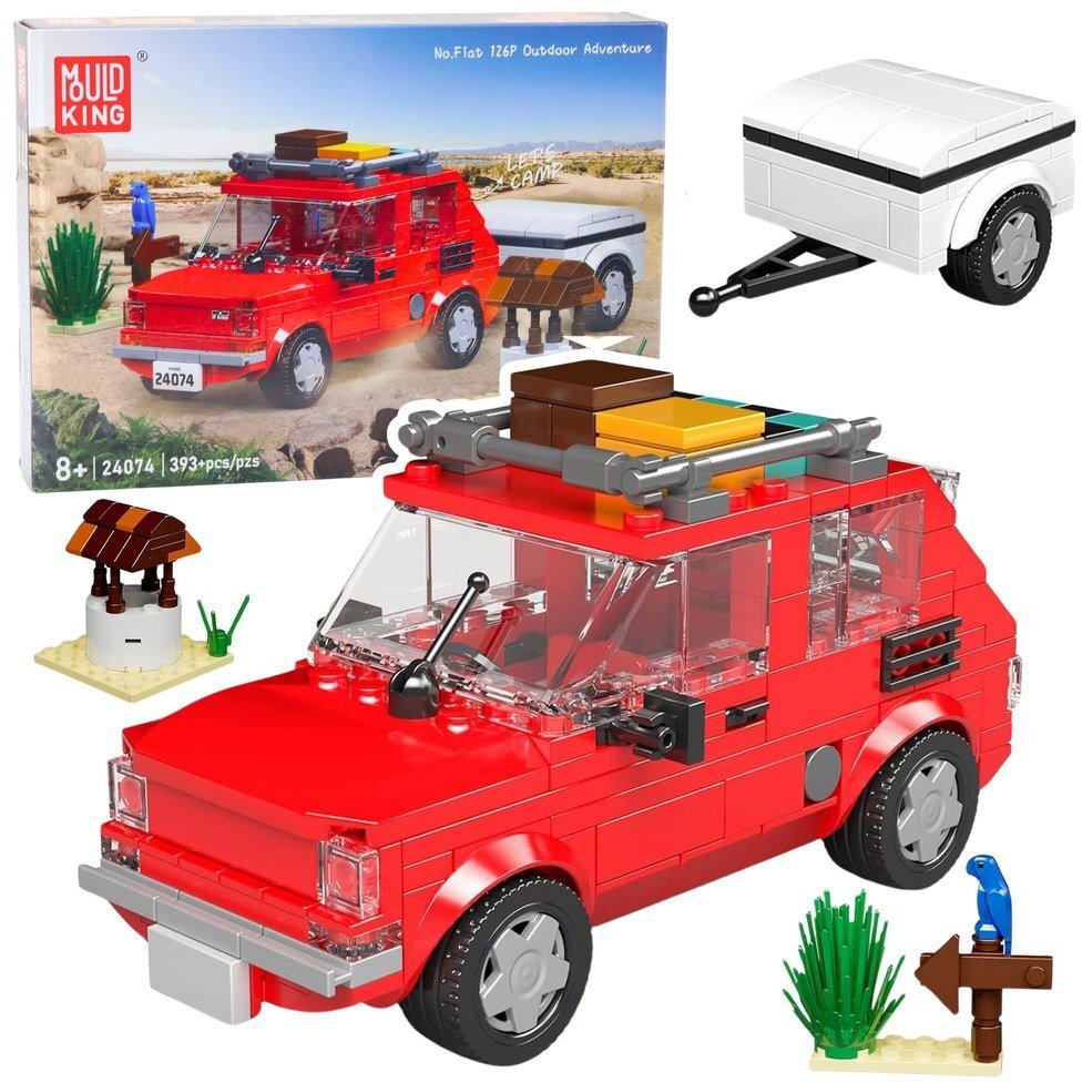 LeanToys Stavebnice Fiat 126 Maluch s přívěsem, 393 dílků.