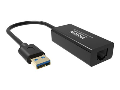 Vision TC-USBETH/BL - Síťový adaptér - USB 2.0 - Gigabit Ethernet x 1 - černá