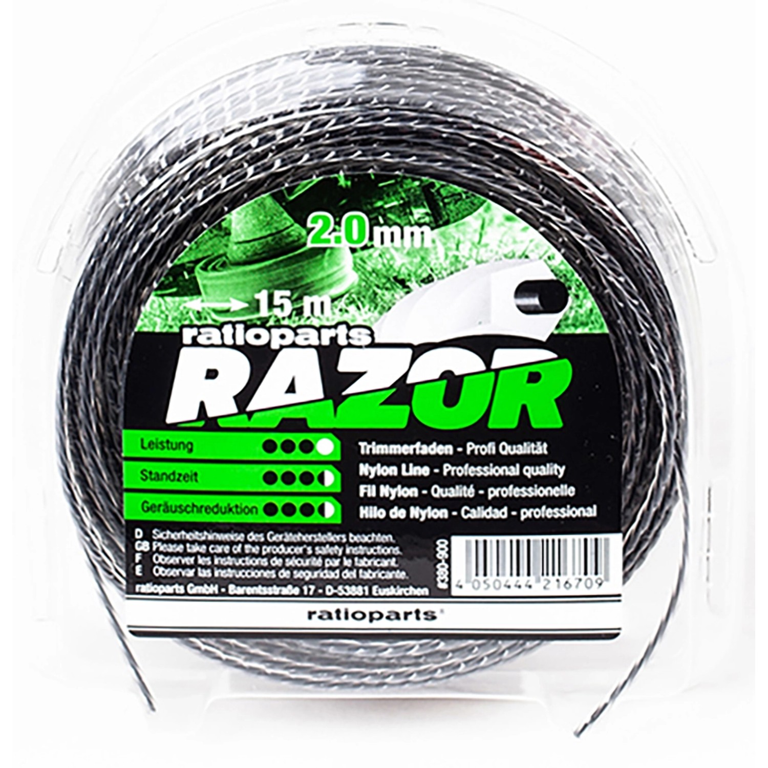 Náhradní díly Ratioparts Nylonová nit Razor 5stranná O 2 mm x 15 m